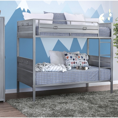 Mccredmond Silver Twin/Twin Bunk Bed Model CM-BK959-BED by Furniture of America