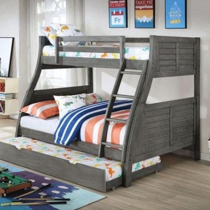 Furniture of America Hoople Transitional Solid with Wood Gray Twin-Full Bunk Bed Model CM-BK963GY-BED