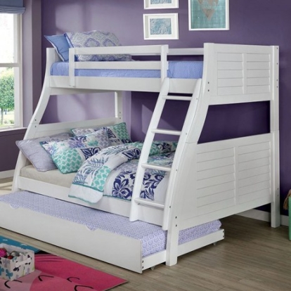 Furniture of America Hoople Transitional Solid with Wood White Twin-Full Bunk Bed Model CM-BK963WH-BED