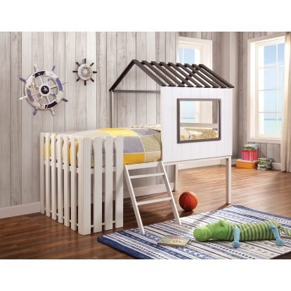 Bobbie White/Gray Metal Twin Bed Model CM-BK969 by Furniture of America