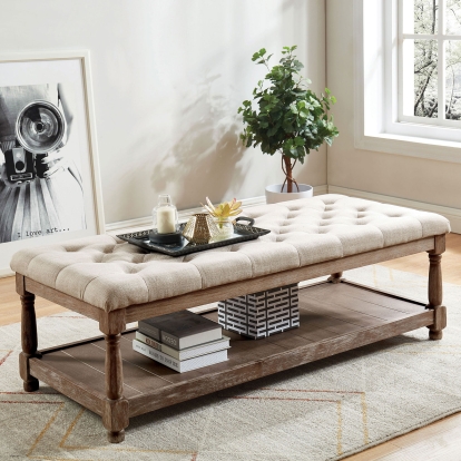 Tanya Beige Bench Model CM-BN5665BG by Furniture of America