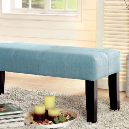 Furniture Of America Bury Contemporary Fabric Blue Bench | CM-BN6006BL