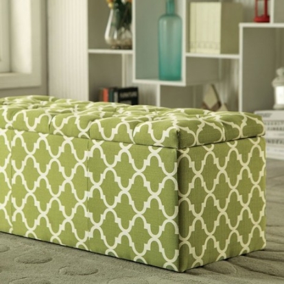 Furniture Of America Zaira Contemporary Fabric Green Storage Ottoman | CM-BN6033GR