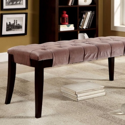 Furniture Of America Milany Contemporary Flannelette Brown Bench | CM-BN6201BR
