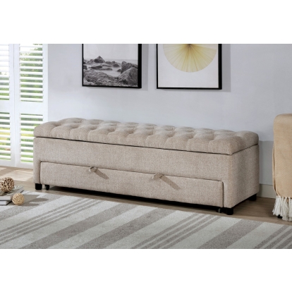 Aguda Light Brown Storage Bench Model CM-BN6352BR by Furniture of America