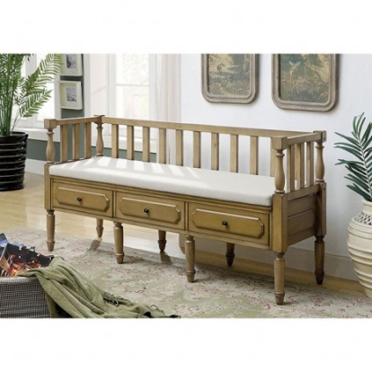 Furniture Of America Ballinasloe Transitional Solid Wood, Others Weathered Natural Tone Bench | CM-BN6359NT