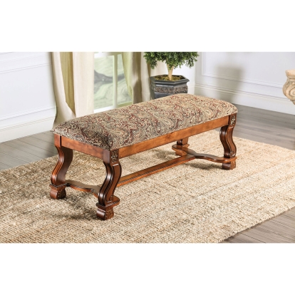Vale Royal Antique Oak/Pattern Bench Model CM-BN6620 by Furniture of America