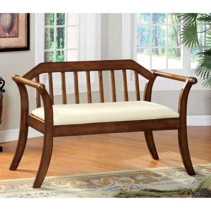 Derby Dark Oak/Beige Bench Model CM-BN6681 by Furniture of America
