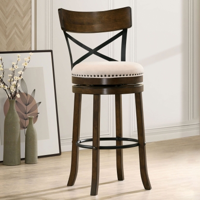 Clarence Oak 29" Swivel Barstool Model CM-BR1855A-29-2PK by Furniture of America