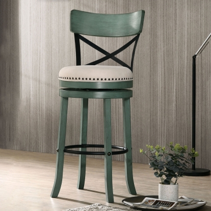 Clarence Antique Green 29" Swivel Barstool Model CM-BR1855GR-29-2PK by Furniture of America