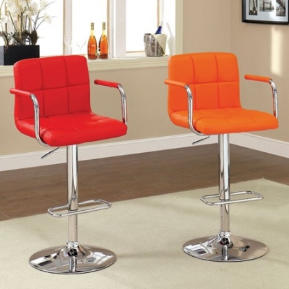 Furniture of America Corfu Contemporary Leatherette Metal Red Bar Stool Model CM-BR6917RD