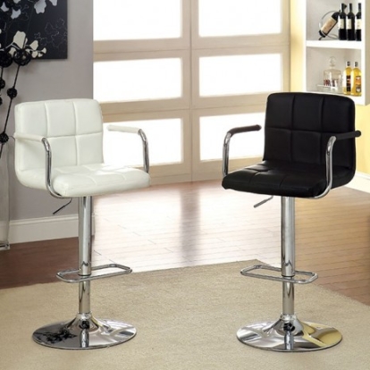 Furniture of America Corfu Contemporary Leatherette Metal White Bar Stool Model CM-BR6917WH