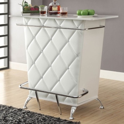 Furniture Of America Fuero Contemporary Leatherette, Metal White/Chrome Bar Table | CM-BT6464WH