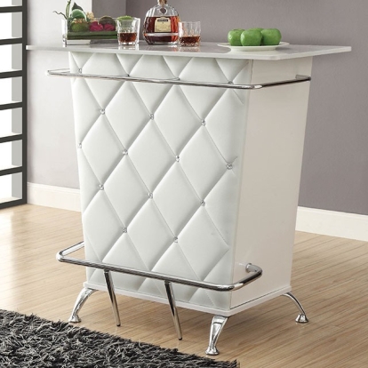 Fuero White/Chrome Bar Table (K/D) Model CM-BT6464WH by Furniture of America