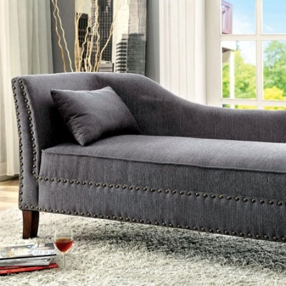 Furniture of America Stillwater Transitional Linen-Like with Wood Gray Bench Model CM-CE2185GY
