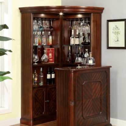 Furniture Of America Voltaire Traditional Solid Wood, Wood Veneer, Others Dark Cherry Corner Curio | CM-CR142-CURIO