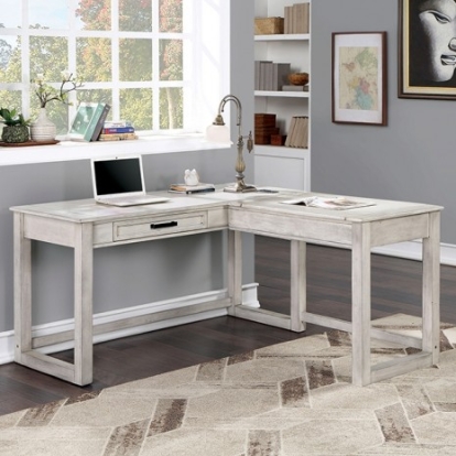 Furniture Of America Galarga Transitional Solid Wood, Wood Veneer, Others Antique White Desk | CM-DK418WH-RIGHT DESK W/ LIFT