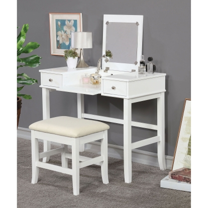 Kelis White Vanity with Stool Model CM-DK5236 by Furniture of America