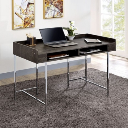 Furniture Of America Alvin Contemporary Metal, Others Brown/Chrome Desk | CM-DK5241