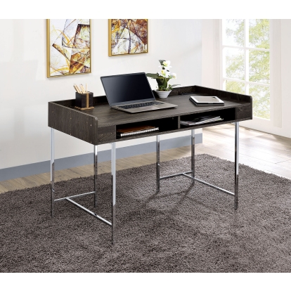 Alvin Brown/Chrome Writing Desk Model CM-DK5241 by Furniture of America