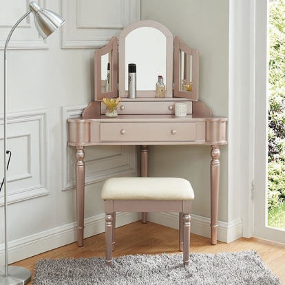 Kasey Rose Pink Vanity with Stool Model CM-DK5849RG by Furniture of America