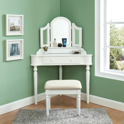 Kasey White Vanity with Stool Model CM-DK5849WH by Furniture of America