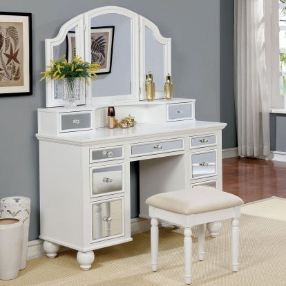 Tracy White Vanity with Stool Model CM-DK6162WH by Furniture of America