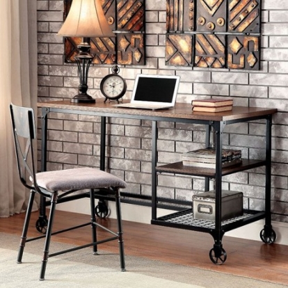 Furniture Of America Cori Industrial Metal Antique Black Desk | CM-DK6276