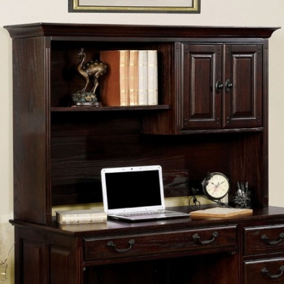 Furniture of America Tami Transitional Solid with Wood Veneer Dark Walnut Credenza Desk Hutch Model CM-DK6384CDH