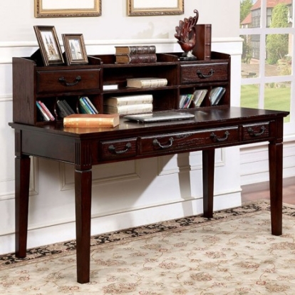 Furniture Of America Tami Transitional Solid Wood, Wood Veneer, Others Dark Walnut Writing Desk W/ Hutch | CM-DK6384DL-PK-Hutch