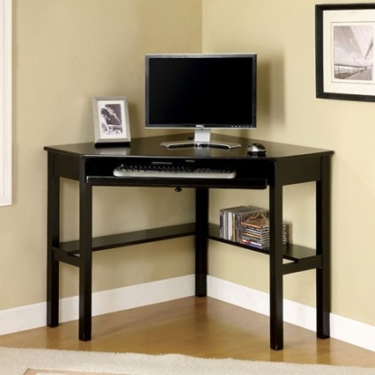 Furniture of America Porto Transitional Solid with Wood Black Corner Desk Model CM-DK6643