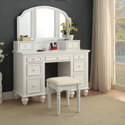 Athy White Vanity with Stool Model CM-DK6848WH by Furniture of America