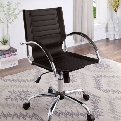 Furniture of America Canico Contemporary Leatherette Metal Black-Chrome Chair Model CM-FC663BK