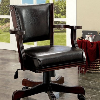 Furniture of America Rowan Transitional Leatherette Solid with Wood Veneer Cherry Arm Chair Model CM-GM340CH-AC