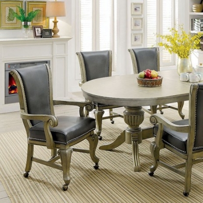 Furniture of America Melina Transitional Leatherette Solid with Wood Veneer Gray Game Table Model CM-GM367GY-T-TABLE