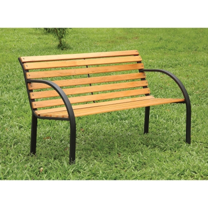 Dumas Oak/Black Patio Wooden Bench Model CM-OB1805 by Furniture of America