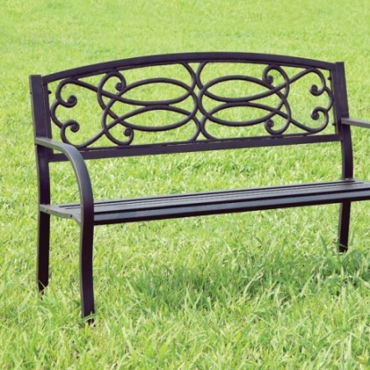 Furniture of America Potter Contemporary Steel Black Patio Bench Model CM-OB1808