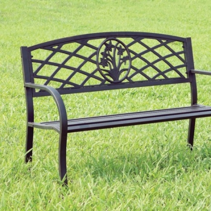 Furniture of America Minot Contemporary Steel Black Patio Bench Model CM-OB1809