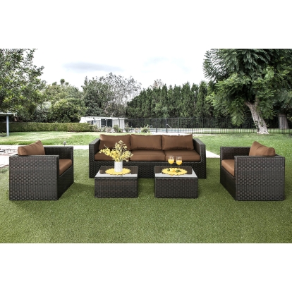 Olina Brown/Espresso 5 Piece Patio Set Model CM-OS1820BR by Furniture of America