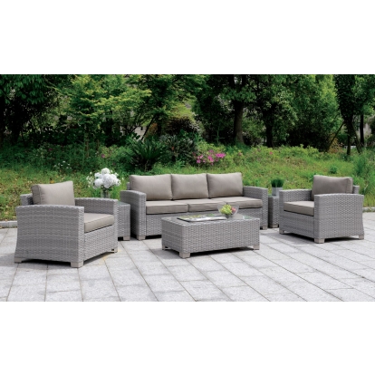 Brindsmade Light Brown/Gray 6 Piece Patio Set with Coffee Table with 2 End Tables Model CM-OS1842GY-SET by Furniture of America