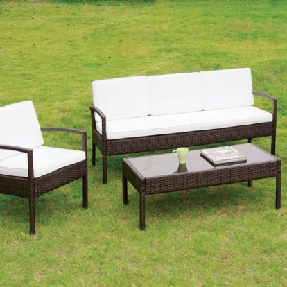 Furniture of America Makenna Contemporary Aluminum White-Espresso 4 Pc. Patio Seating Set Model CM-OS2119-Chair