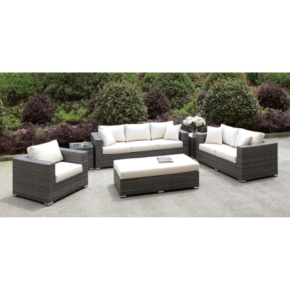 Somani Light Gray/Ivory 3 Pc Set with Bench with 2 End Tables Model CM-OS2128-SET17 by Furniture of America