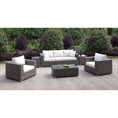 Somani Light Gray/Ivory Sofa with 2 Chairs with 2 End Tables with Coffee Table Model CM-OS2128-SET20 by Furniture of America
