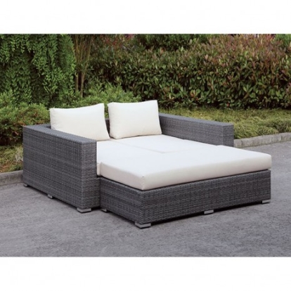 Furniture of America Somani Contemporary Aluminum Fabric Light Gray-Ivory Daybed Model CM-OS2128-SET25