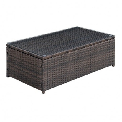 Furniture of America Ilona Contemporary Aluminum Faux Rattan Polyester Canvas Brown-Beige Coffee Table Model CM-OS2136-F
