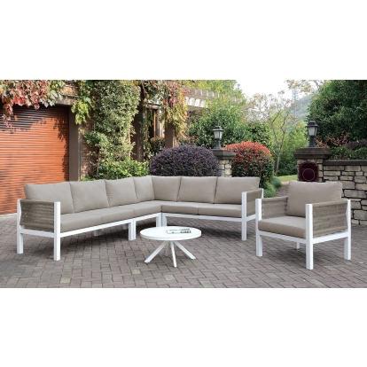Sasha White/Light Taupe Patio Sectional Model CM-OS2138-SECT by Furniture of America