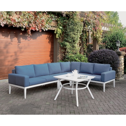 Sharon White/Blue Patio Sectional Model CM-OS2139-SECT by Furniture of America