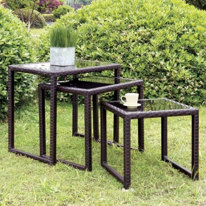 Furniture Of America Rocio Contemporary Aluminum Espresso Nesting Side Tables | CM-OT1826