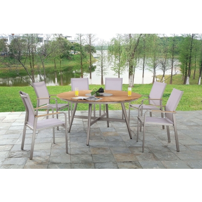 Arshana Champagne/Oak Patio Table Model CM-OT1846T by Furniture of America
