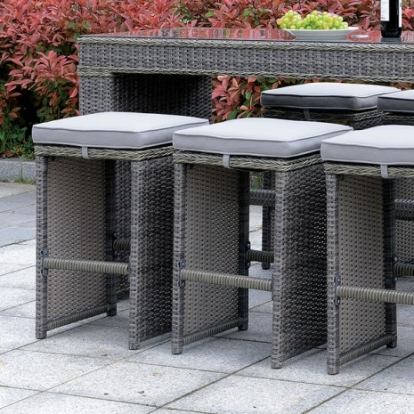 Furniture Of America Ismay Contemporary Aluminum, Faux Rattan, Polyester Gray Bar Stool (6/Ctn) | CM-OT1847-BC-6PK